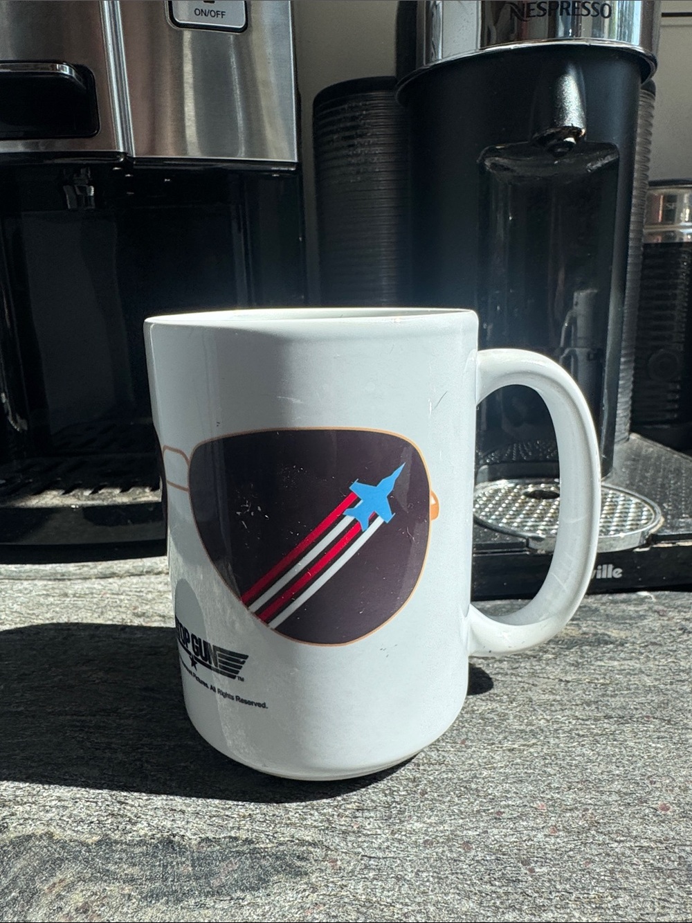 Aviator Top GUN Sunglasses Graphic Coffee Mug - White